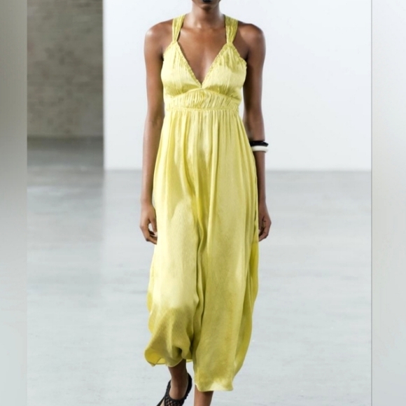 Zara Satin Effect Dress Lime size XS and M - Picture 8 of 16